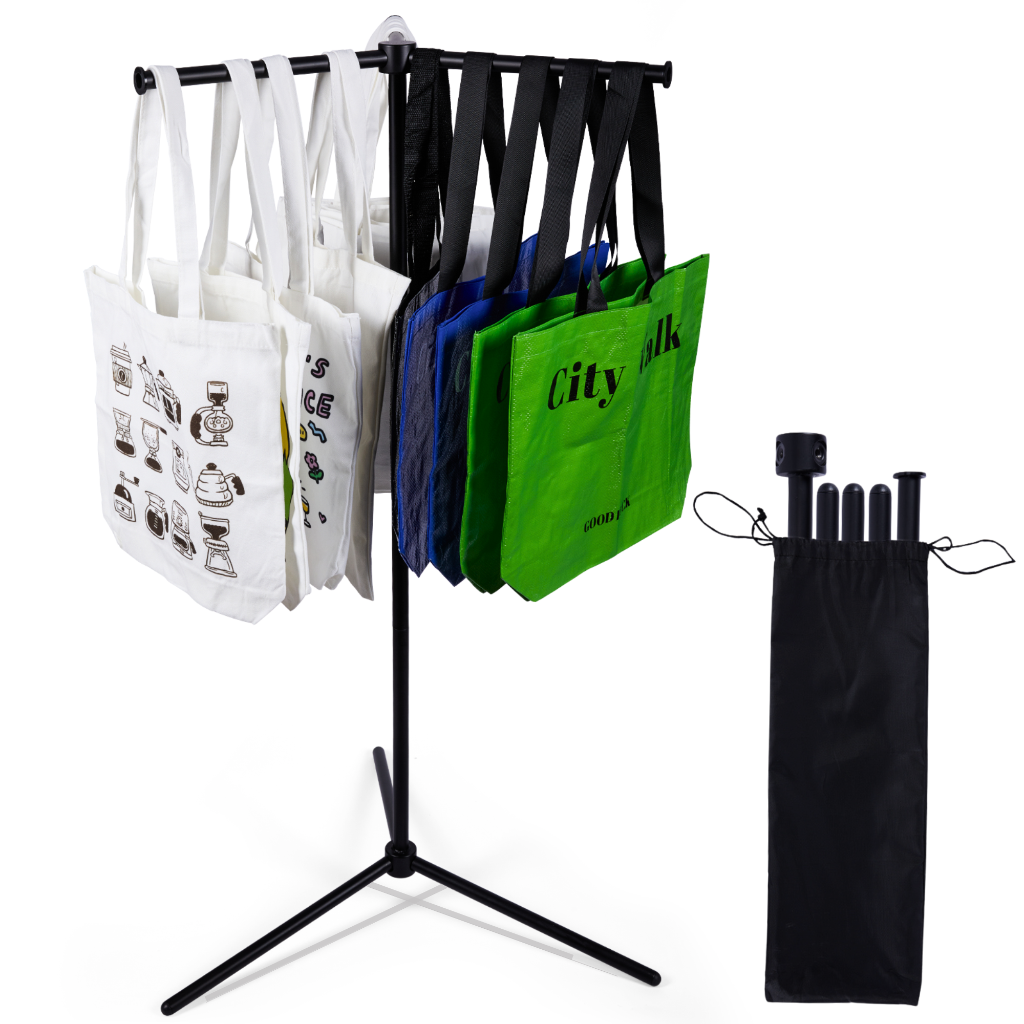 Bag Rack Stand, Bag Display Stand for Vendors, Shopping Bag Holder for Craft Fairs, Market Booths, Trade Show