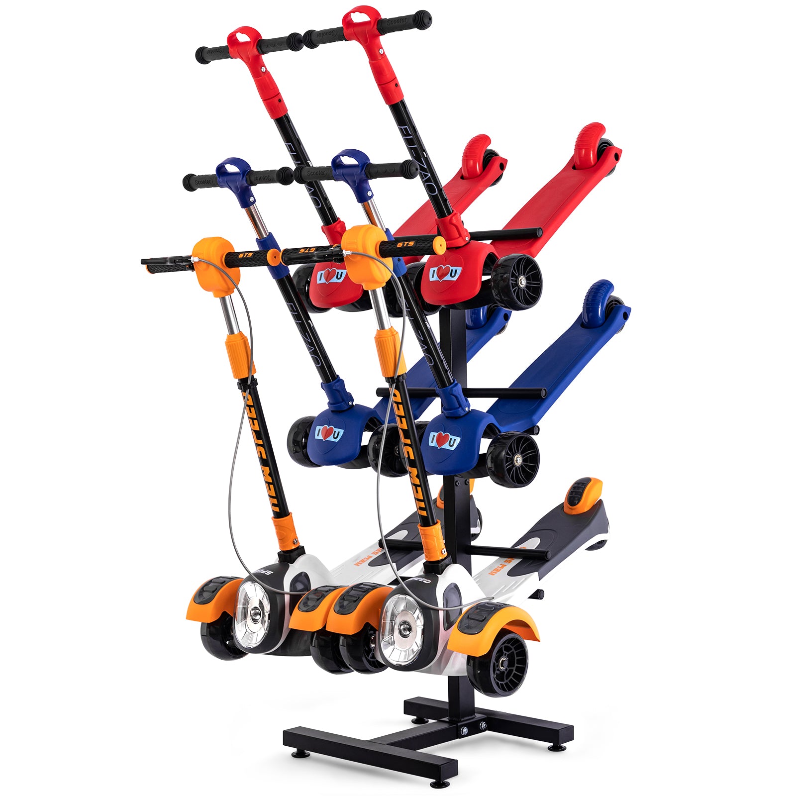 Scooter Storage Rack for Garage, Multi-Scooter Holder, Metal Stand for 6 Electric Scooters