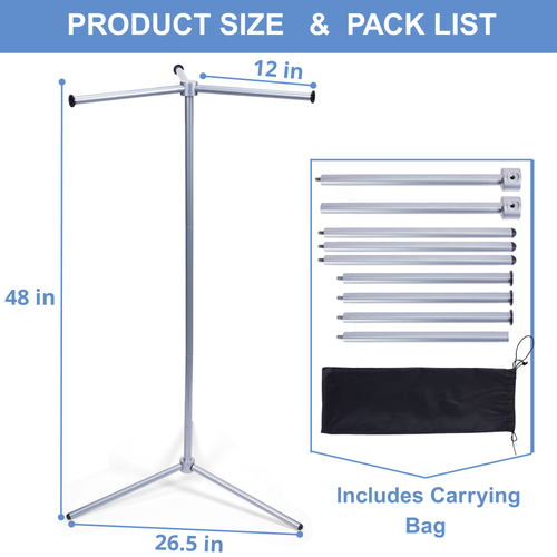 Bag Rack Stand, Tote Bag Display Stand for Vendors, Metal Rack for Market Booth, Craft Fairs, Trade Show, Retail Stores