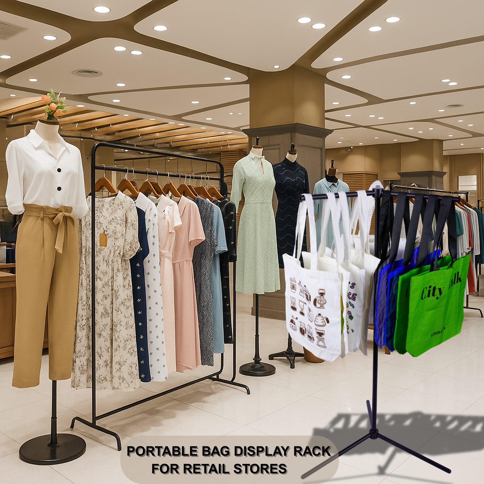 Bag Rack Stand, Bag Display Stand for Vendors, Shopping Bag Holder for Craft Fairs, Market Booths, Trade Show