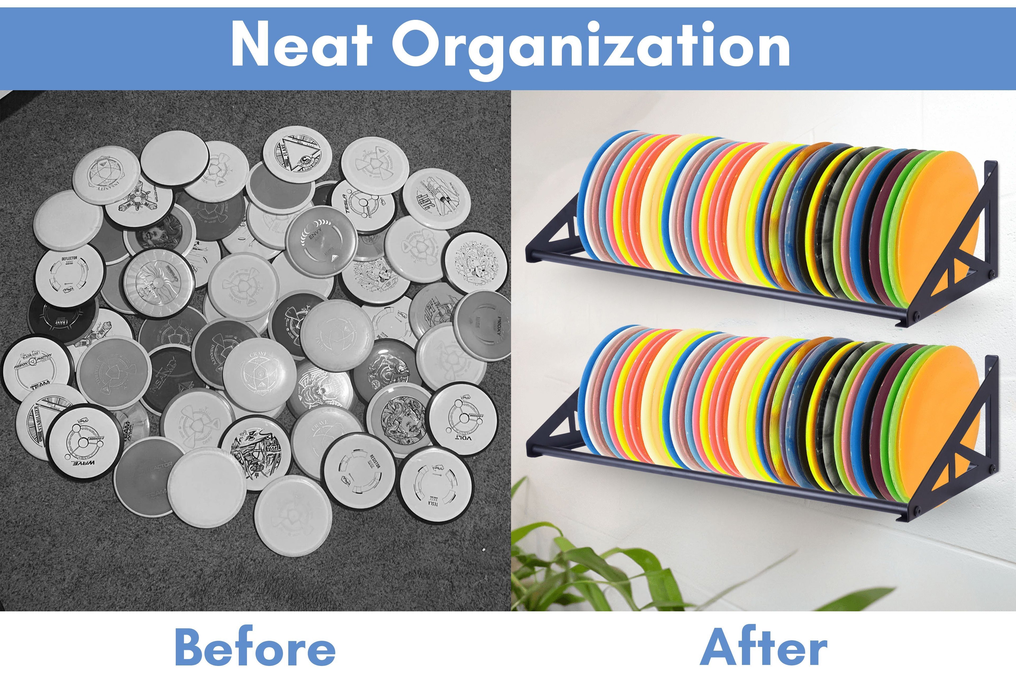 Disc Golf Rack Wall Mount, Disc Golf Storage, Disc Golf Wall Hanger,  Disc Golf Shelf for Wall, Disc Rack Storage, 2 Pcs Wall-Mounted Disc Golf Organizer for Home, Garage
