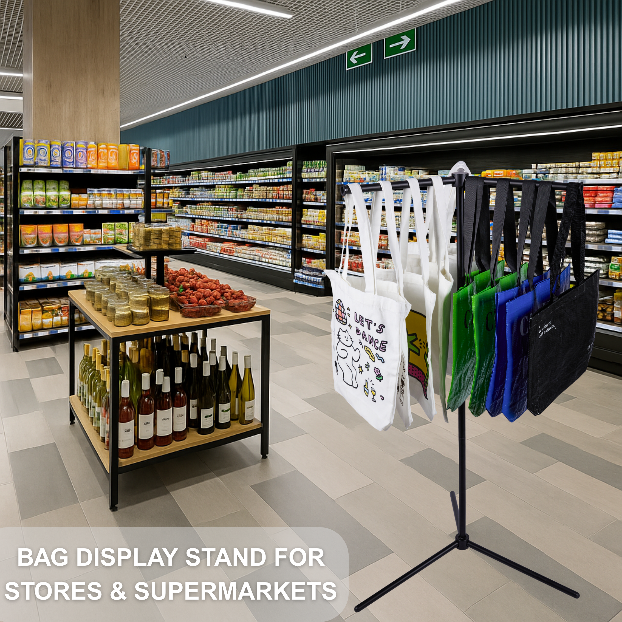 Bag Rack Stand, Bag Display Stand for Vendors, Shopping Bag Holder for Craft Fairs, Market Booths, Trade Show