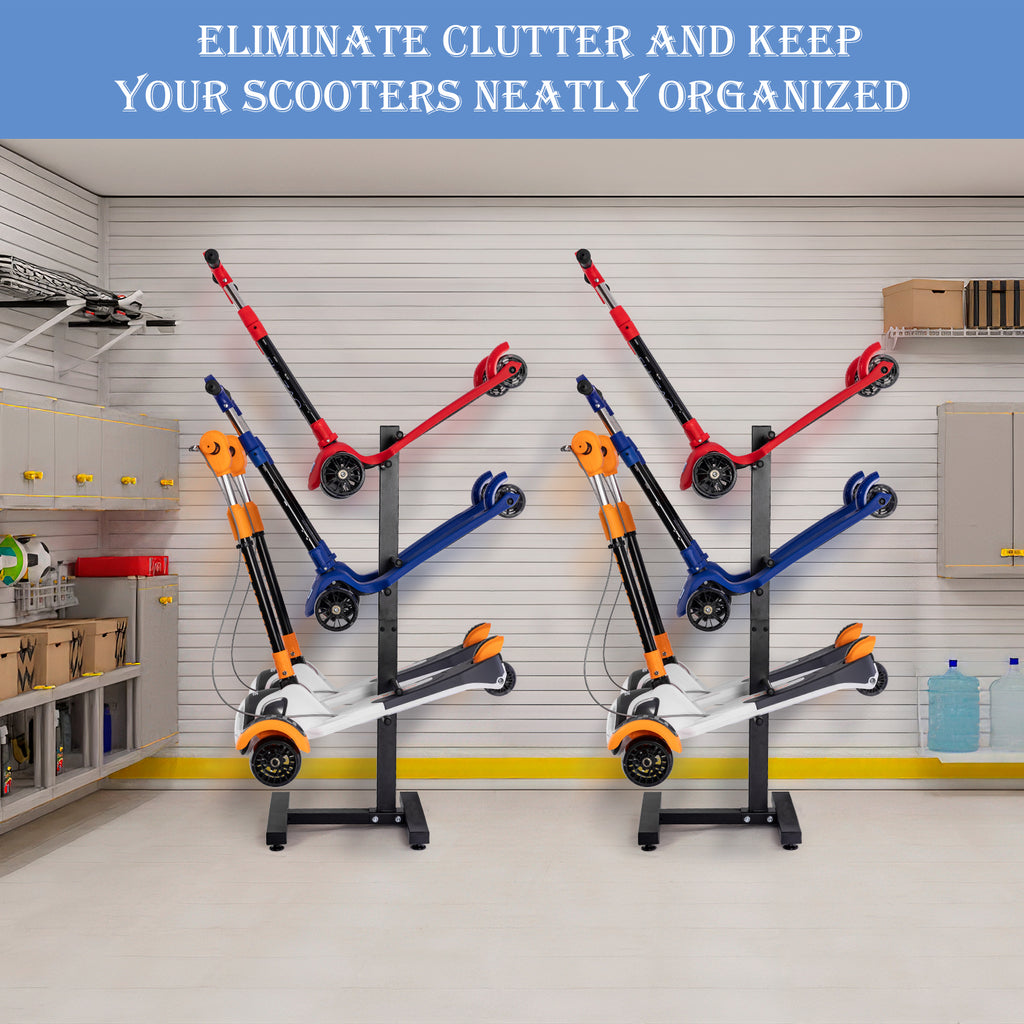 Scooter Storage Rack for Garage, Multi-Scooter Holder, Metal Stand for 6 Electric Scooters