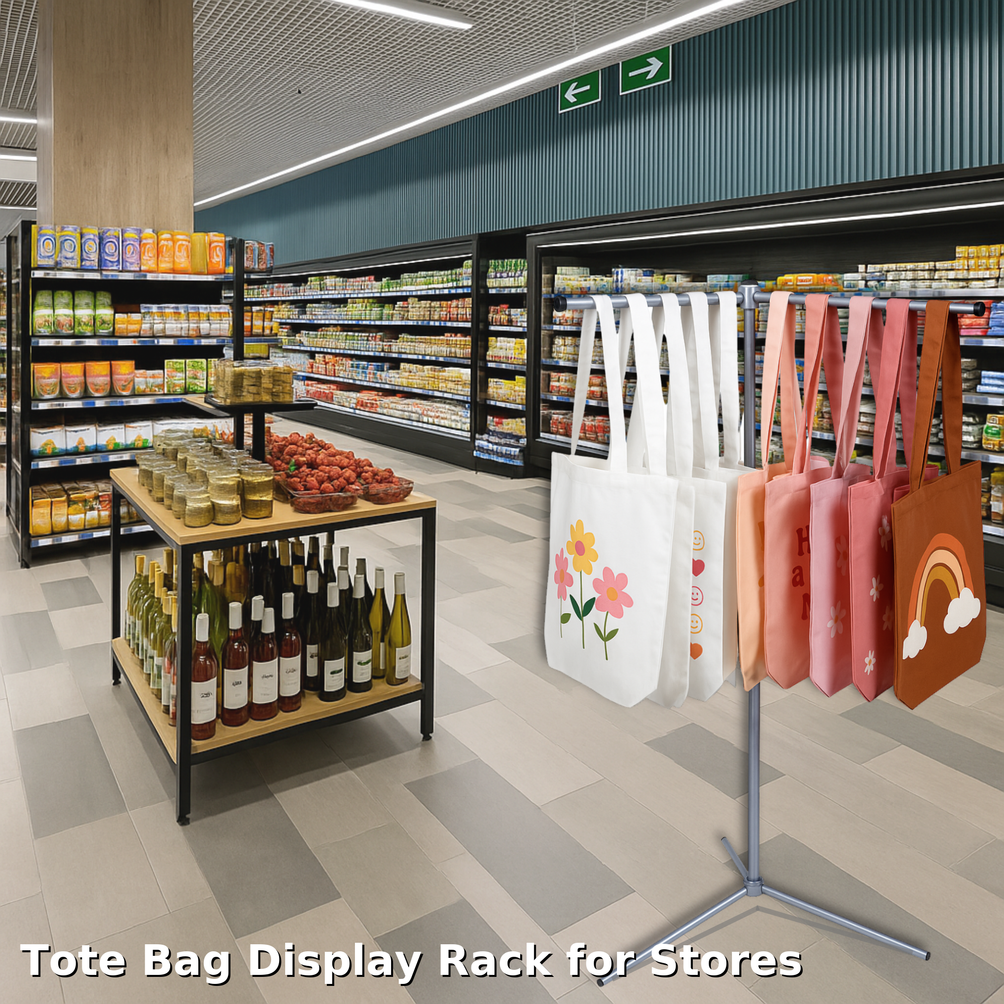 Bag Rack Stand, Tote Bag Display Stand for Vendors, Metal Rack for Market Booth, Craft Fairs, Trade Show, Retail Stores