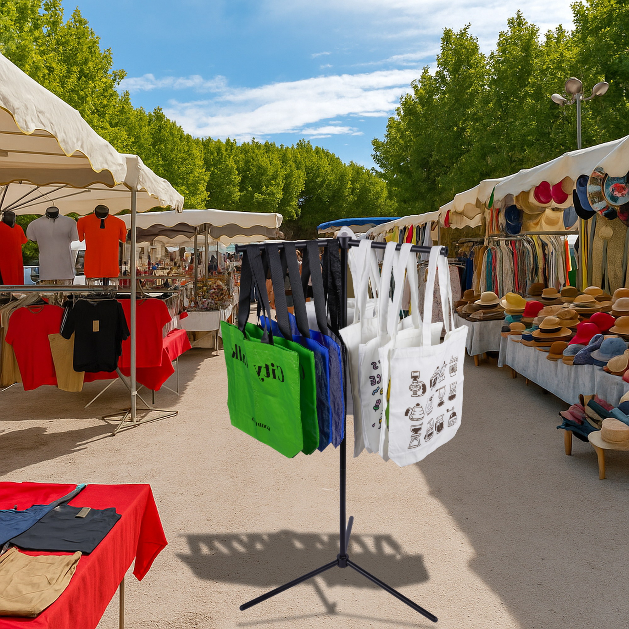 Bag Rack Stand, Bag Display Stand for Vendors, Shopping Bag Holder for Craft Fairs, Market Booths, Trade Show