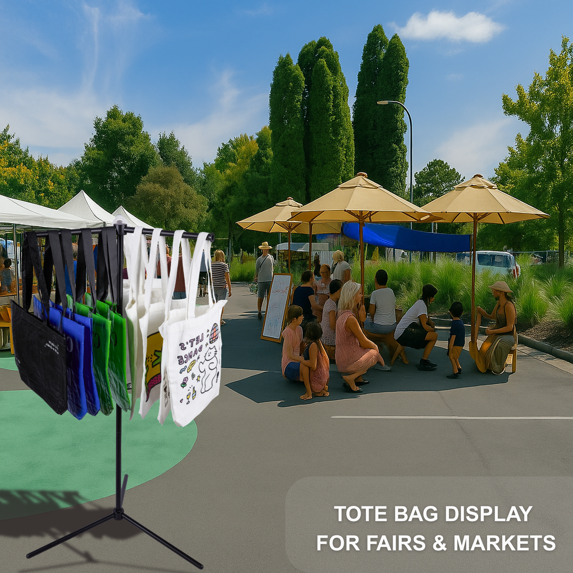 Bag Rack Stand, Bag Display Stand for Vendors, Shopping Bag Holder for Craft Fairs, Market Booths, Trade Show