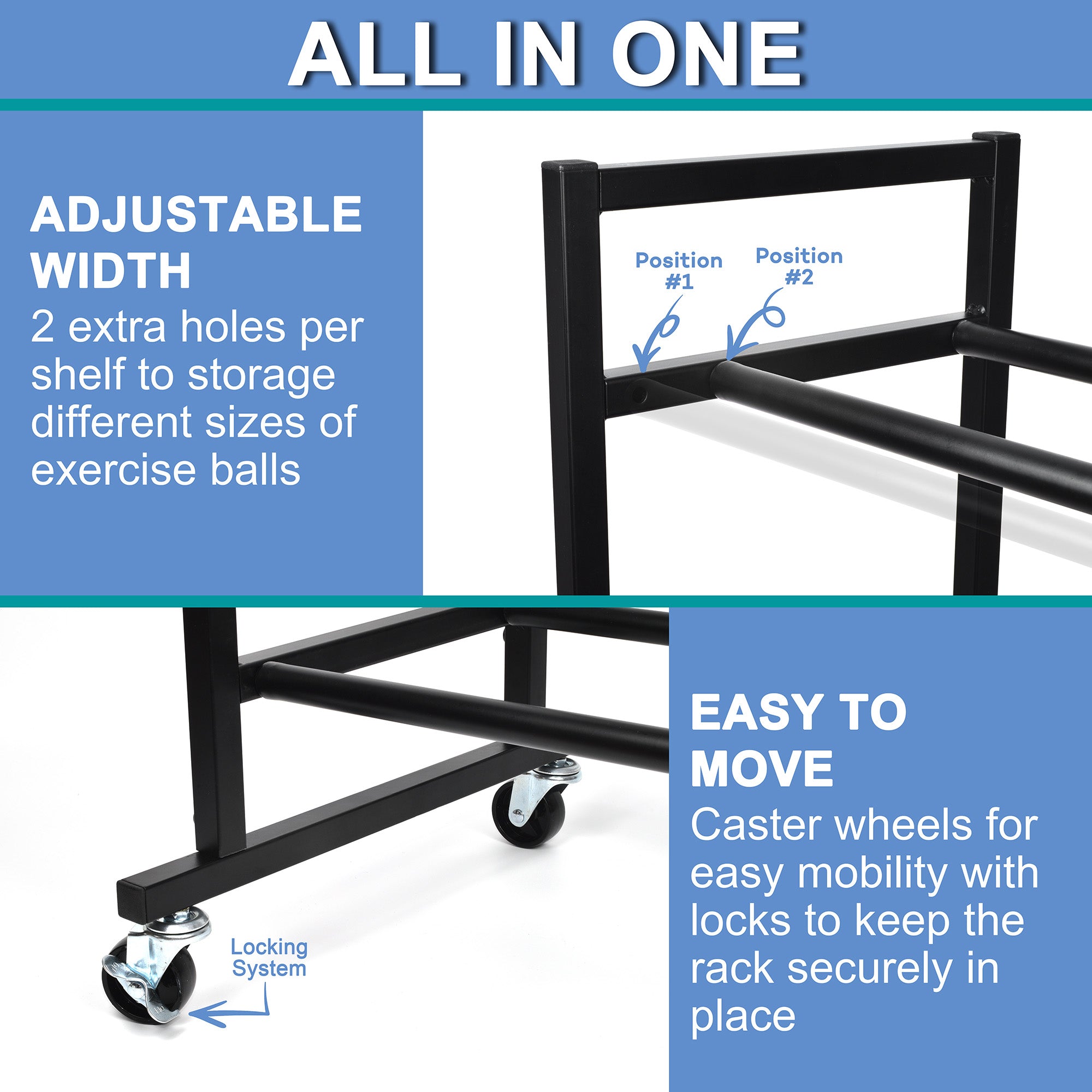 Medicine Ball Rack, Heavy Duty Medicine Ball Storage Stand, Rolling Med Ball Holder and Organizer for Home, Gym