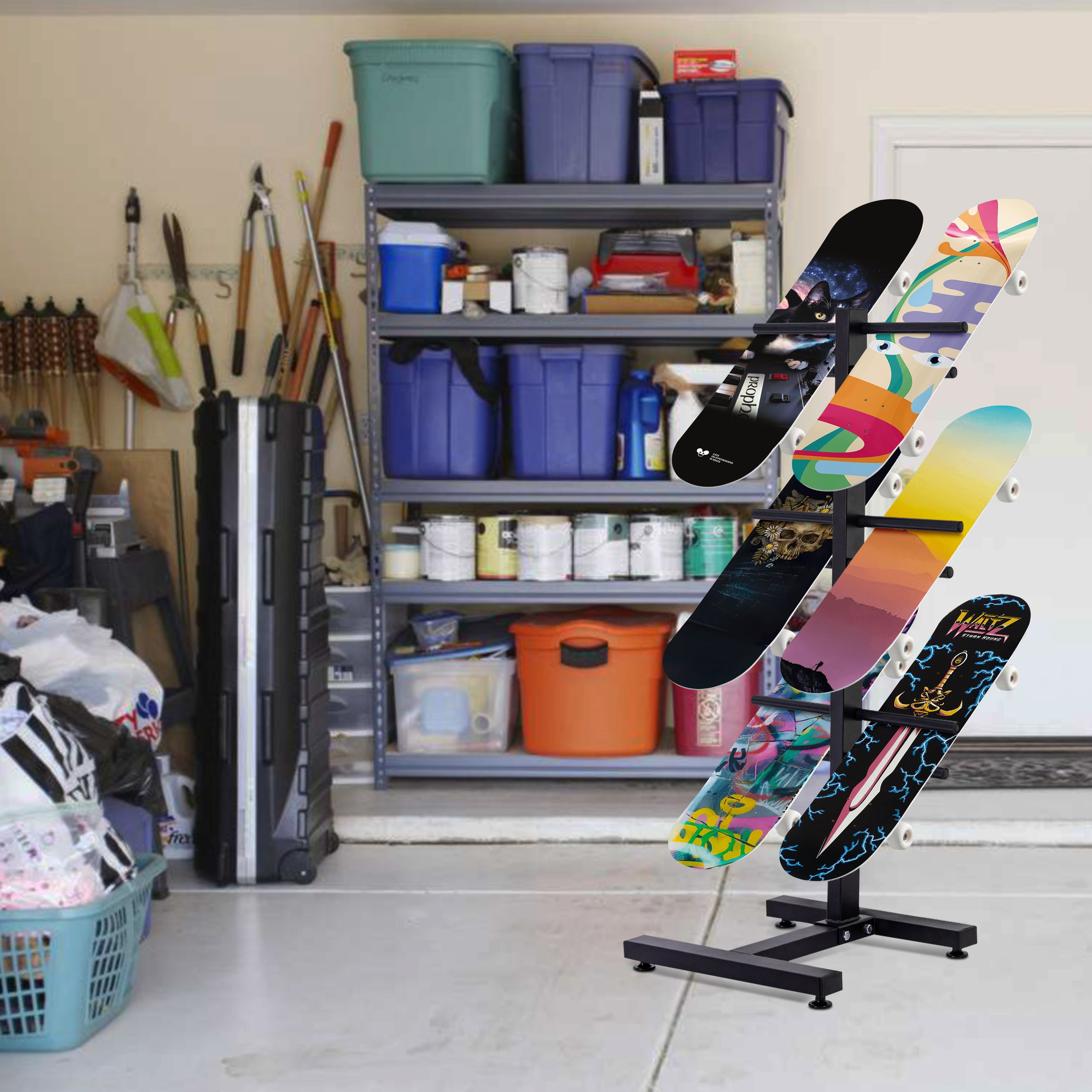 Scooter Storage Rack for Garage, Multi-Scooter Holder, Metal Stand for 6 Electric Scooters